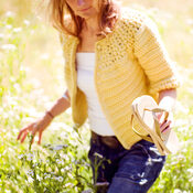 Lisa Pocklington designer crochet cardigan yellow romantic field